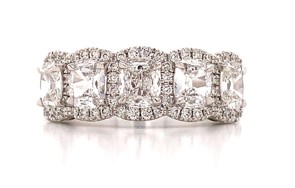 Henri Daussi Cushion Cut Five Stone 1.91ctw Diamond Ring
