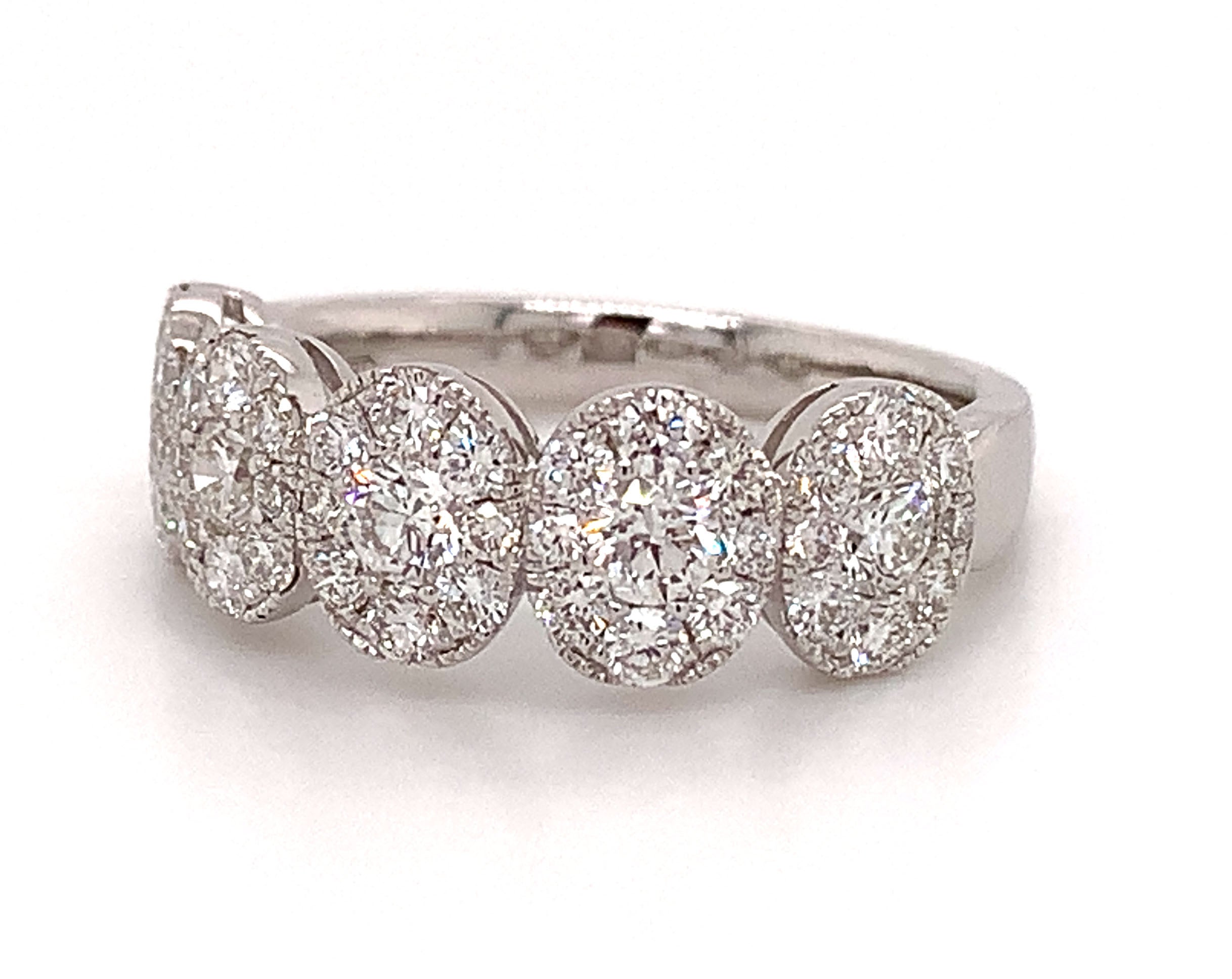 1.36ctw Ladies Five Stone Halo Diamond Ring