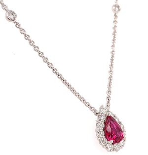 1.40ct tw Ruby and Diamond Pear Shape Necklace