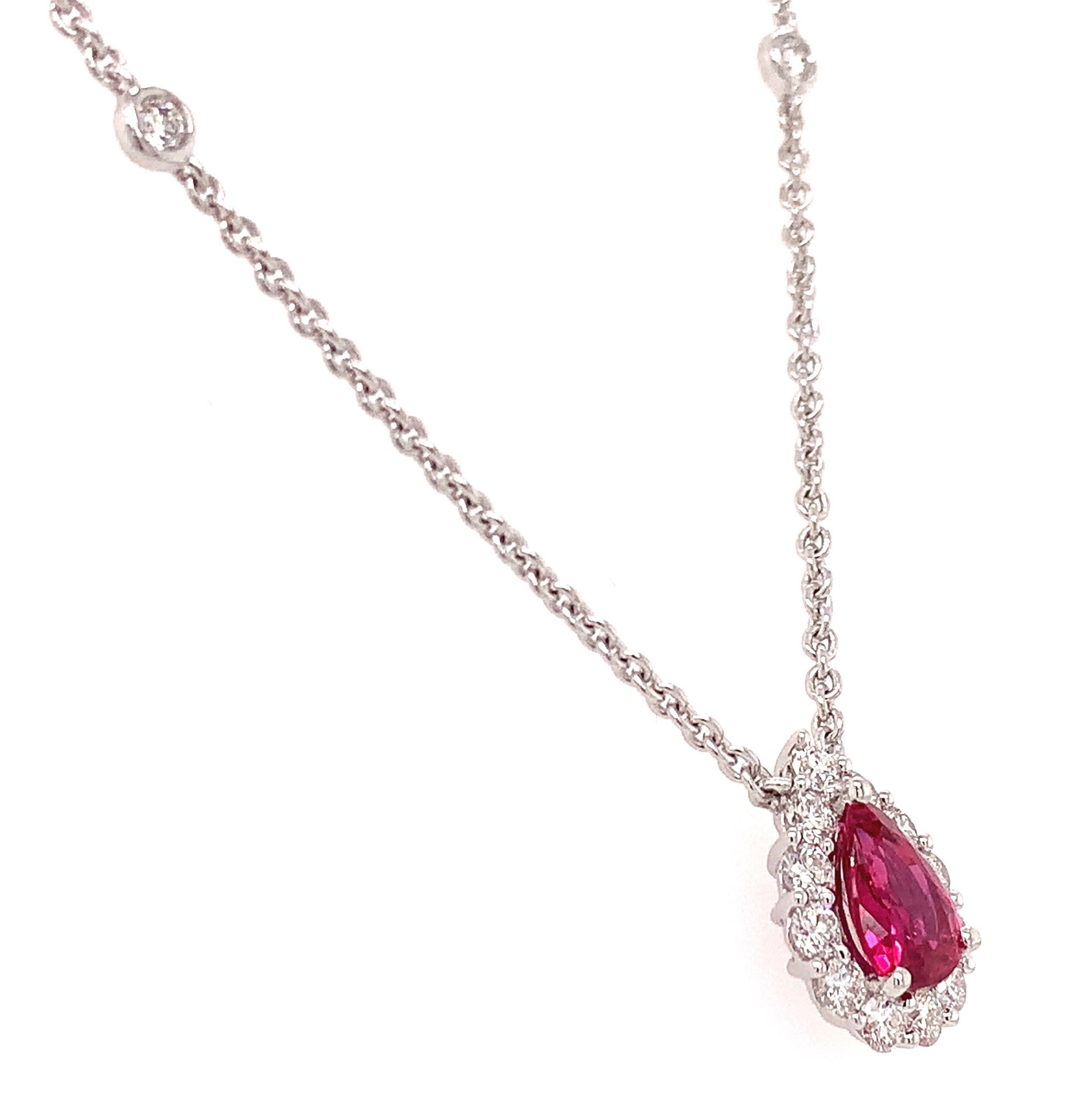 1.40ct tw Ruby and Diamond Pear Shape Necklace