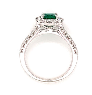1.02CT Green Emerald & Diamond Ring