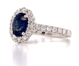 1.42ctw Royal Blue Sapphire & Diamond Ring