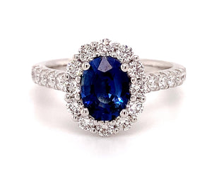 1.42ctw Royal Blue Sapphire & Diamond Ring