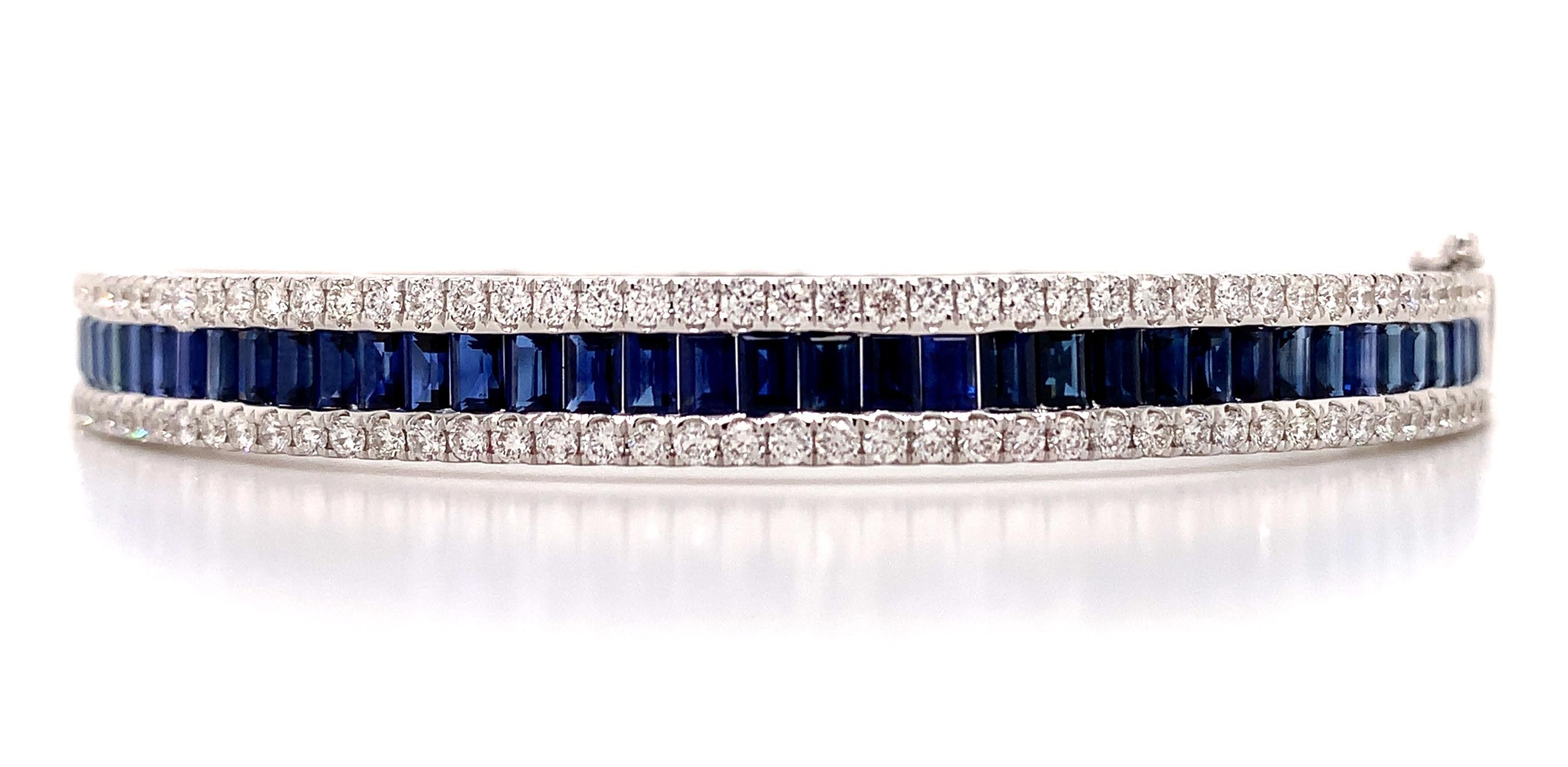 5.04ct tw Royal Blue Sapphire & Diamond White Gold Bangle Bracelet