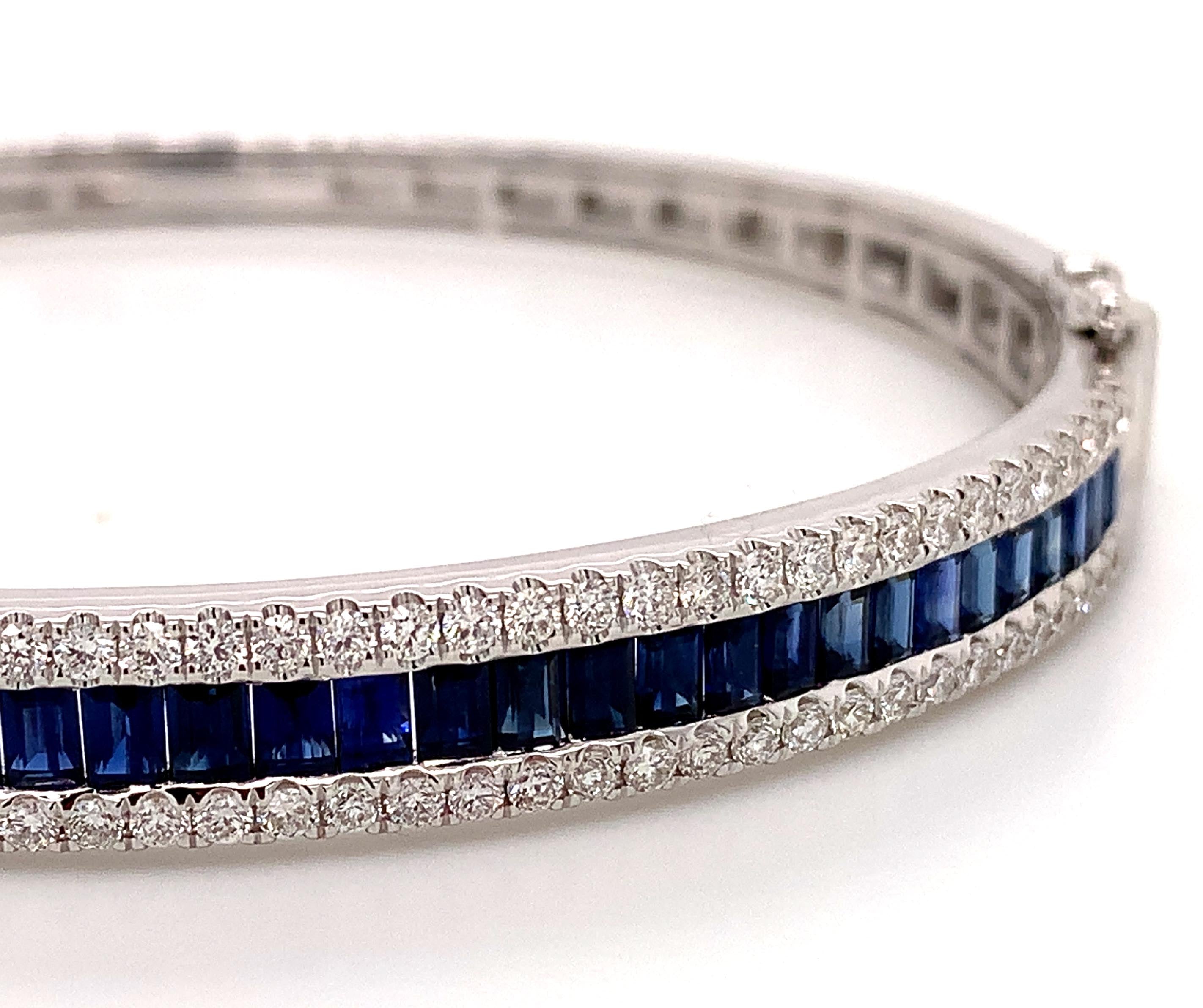18k White Gold 13ct. Diamond & Sapphire Bracelet SCSB35S