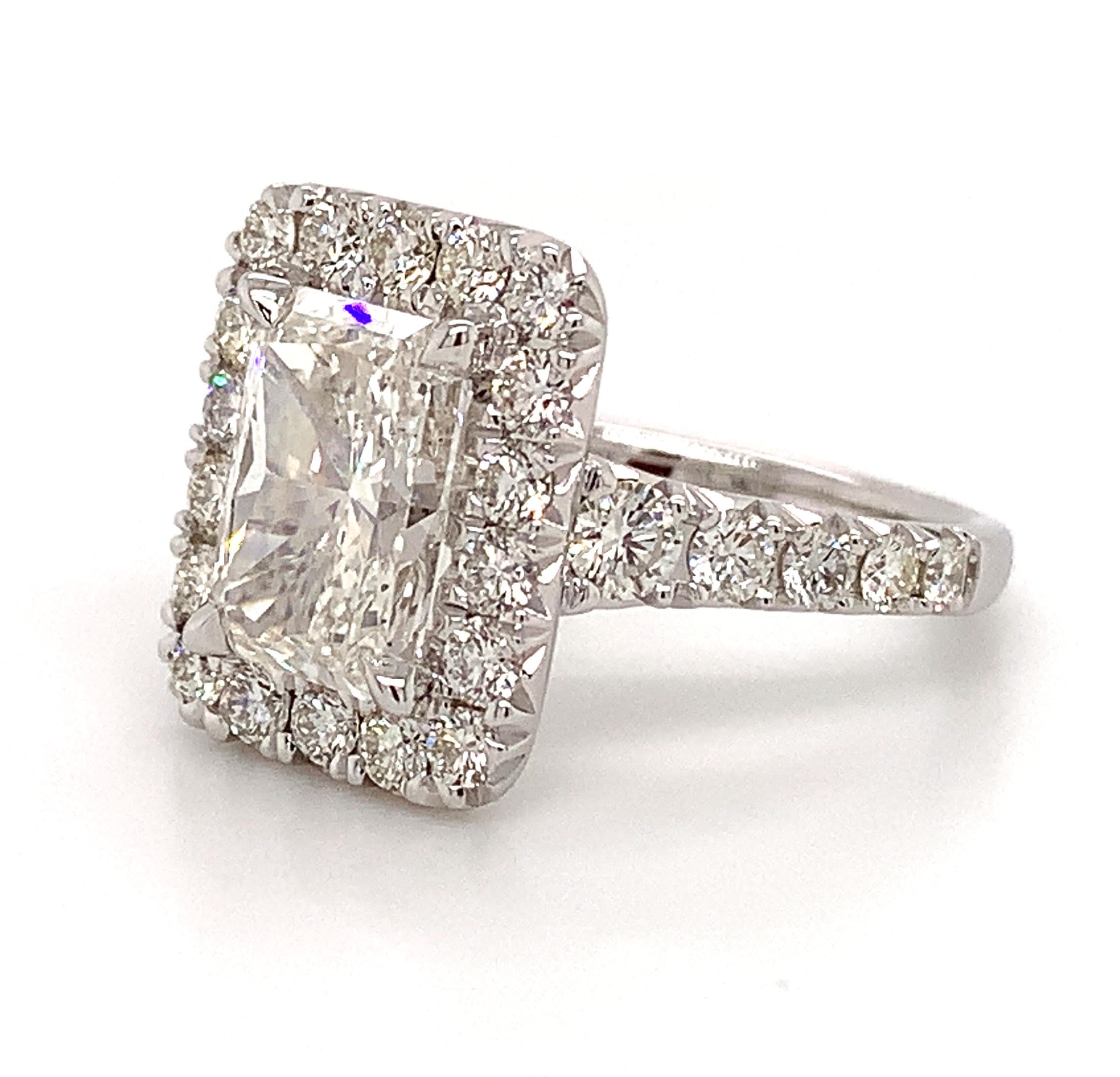 4.42Ct T.W. Henri Daussi Signed Radiant Cut Diamond Engagement Ring