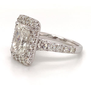 4.42Ct T.W. Henri Daussi Signed Radiant Cut Diamond Engagement Ring