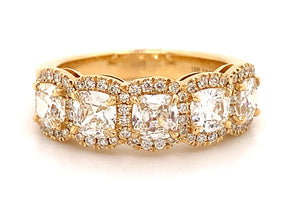 Henri Daussi Cushion Cut Five Stone 1.77ct tw Diamond Ring