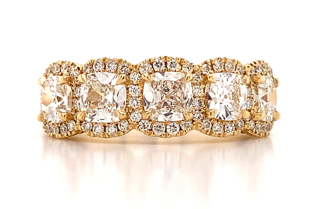 Henri Daussi Cushion Cut Five Stone 1.77ct tw Diamond Ring