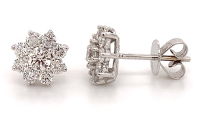 1.21ctw Diamond Flower Stud Earrings