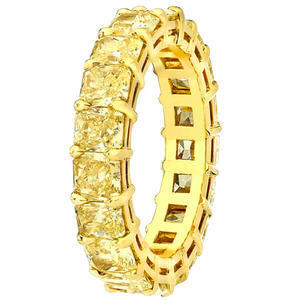 Radiant Cut Fancy Yellow Diamond Eternity Ring 6.99ctw