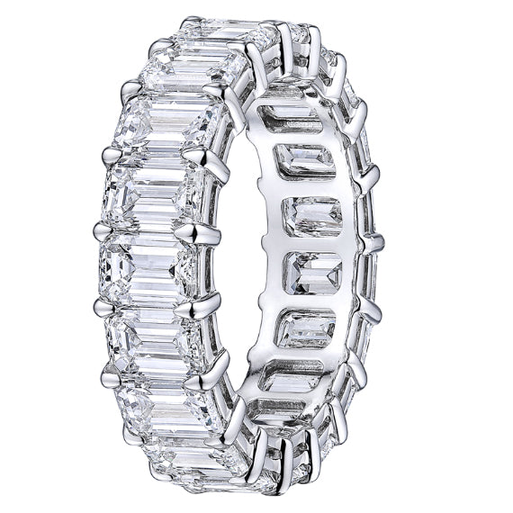 GIA certified Platinum Emerald cut Eternity Band 7.67ct tw.