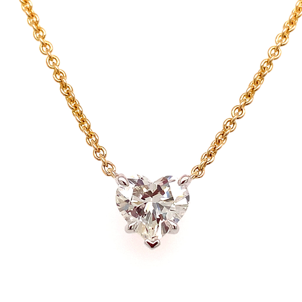 1.00CT GIA Diamond Heart Solitaire Pendant Necklace