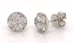 1.00ctw Diamond Cluster Stud Earrings