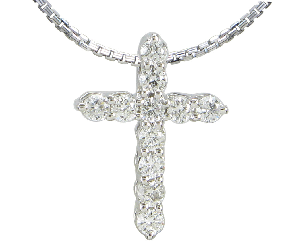 ﻿Diamond Cross Pendant Chain Necklace 0.13cts
