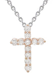 ﻿Diamond Cross Pendant Chain Necklace 0.28cts