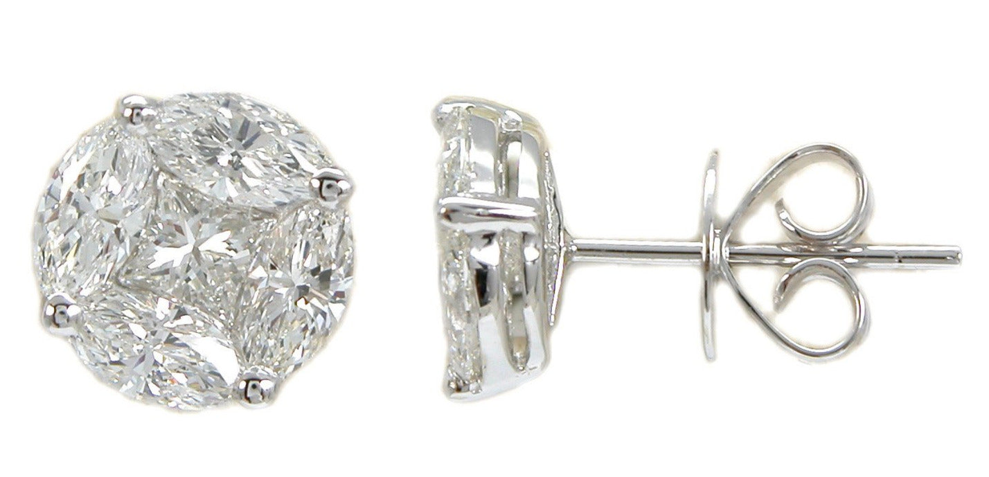 Invisible set Diamond Stud Earrings 1.39CT TW