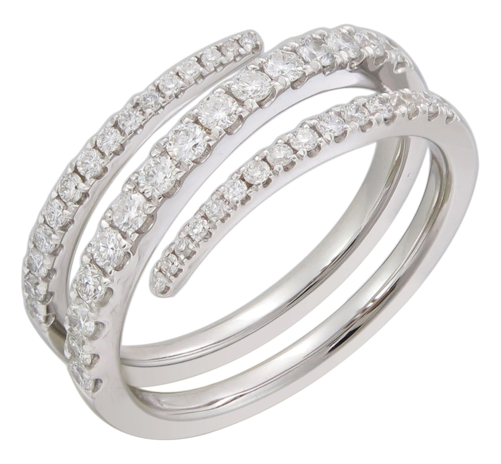 White Gold 3 Row Diamond Wrap Ring 0.53ctw