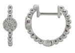 Ladies Diamond & Beaded Gold Ball Huggie Earrings 0.09ctw