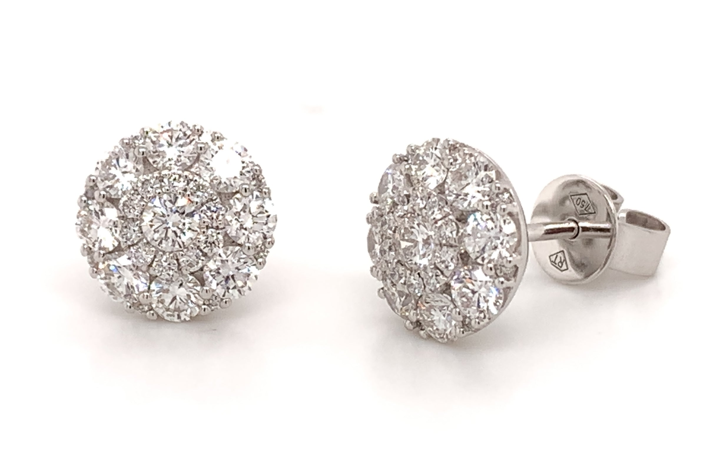 1.38ctw Diamond Cluster Halo Stud Earrings