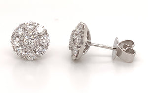 1.38ctw Diamond Cluster Halo Stud Earrings
