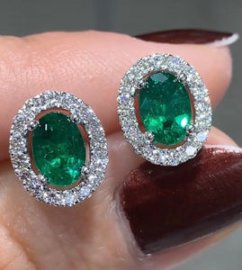 Diamond & 1.39ct t.w. Emerald Earrings