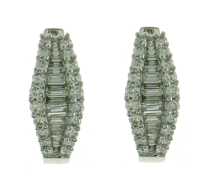 Baguette Cut Diamond Wide Huggie Earrings 0.95ct tw