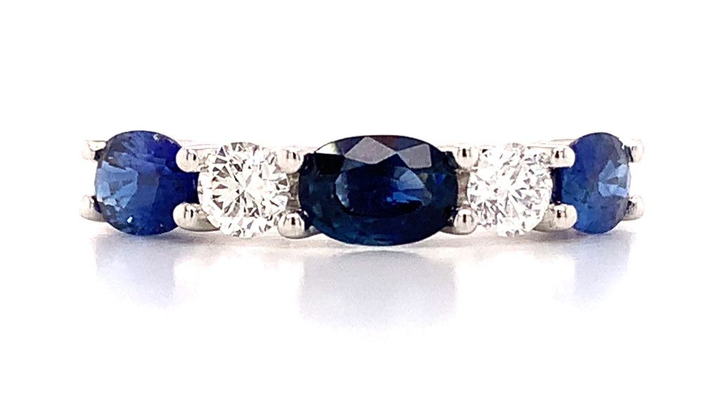 Oval Blue Sapphire & Round Brilliant Cut Diamond Ring
