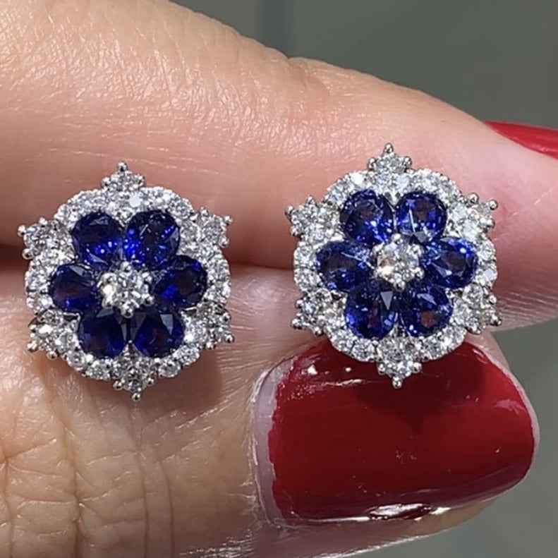 2.03carat Ladies Diamond and Sapphire Earrings