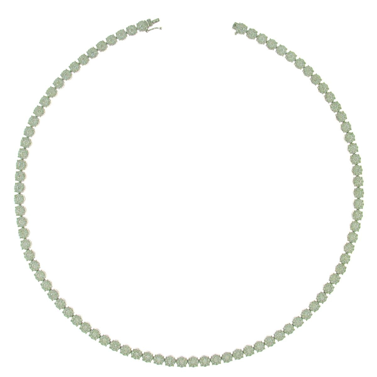 7.83ct t.w. Diamond Statement Invisible Set Tennis Flower Necklace