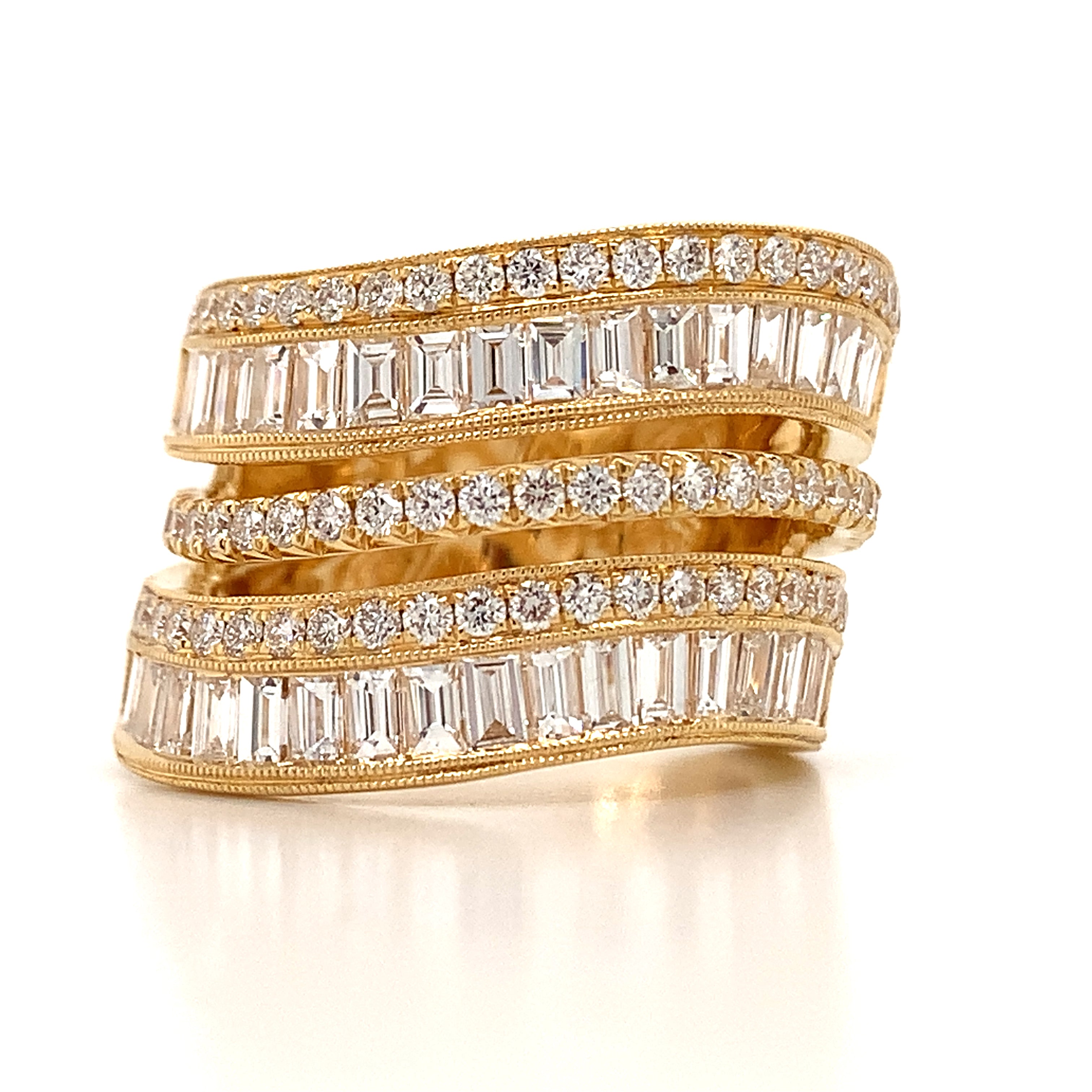 2.58ctw Baguette & Round Diamond Fancy Right-hand Cocktail Ring