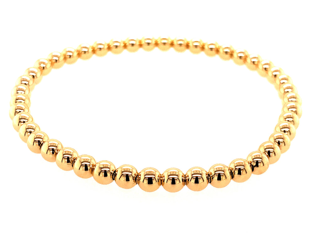 Ladies 18K Yellow Gold Beaded Bangle Bracelet