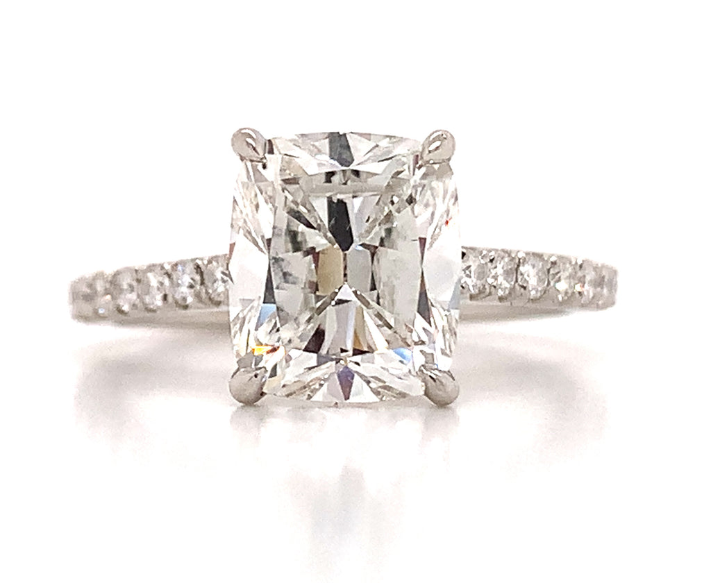 GIA Certified Henri Daussi Platinum Cushion 2.97ct t.w. Engagement Anniversary Ring