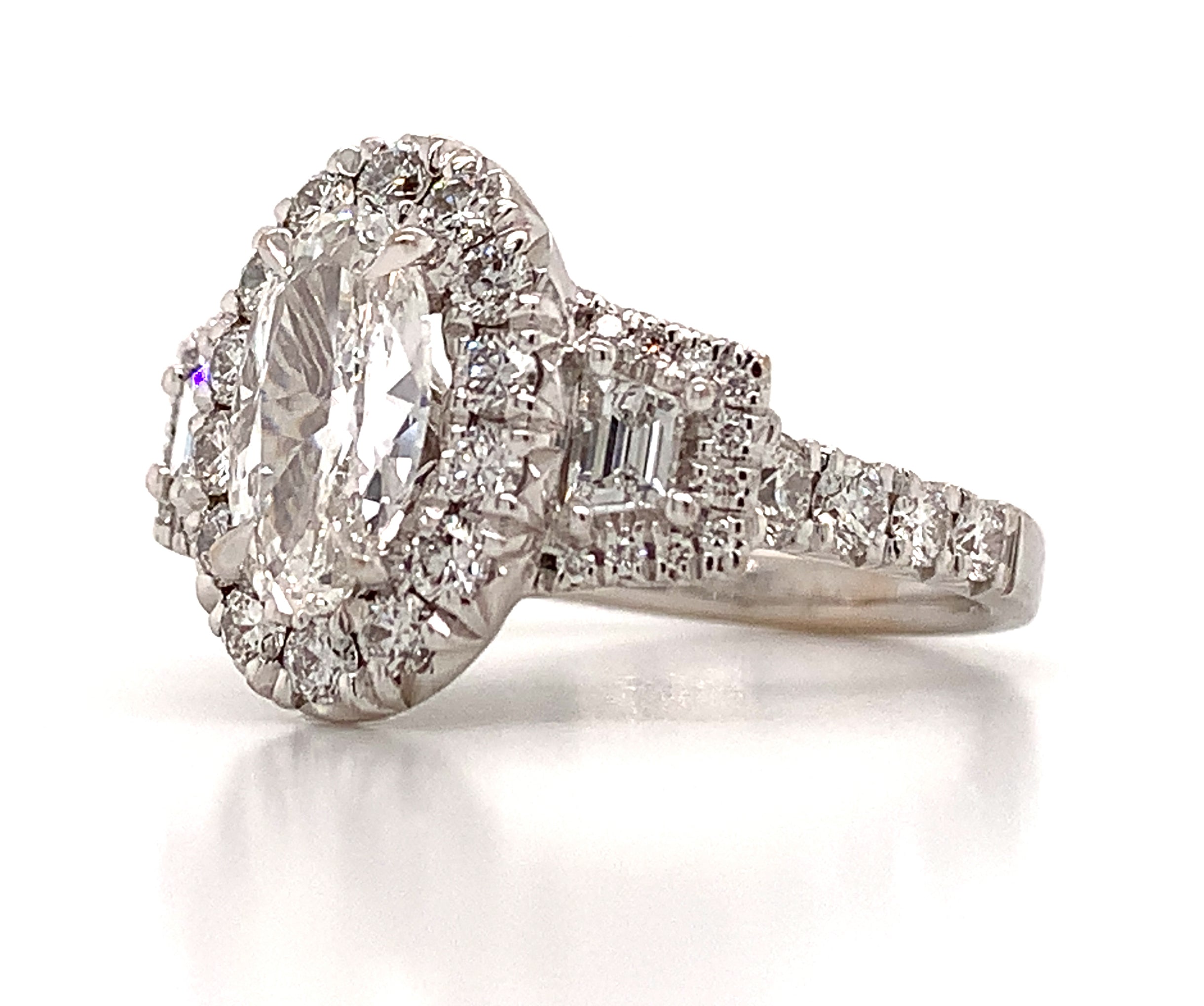 GIA 2.00CT T.W. Henri Daussi Oval Halo Diamond Engagement Ring