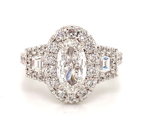 GIA 2.00CT T.W. Henri Daussi Oval Halo Diamond Engagement Ring