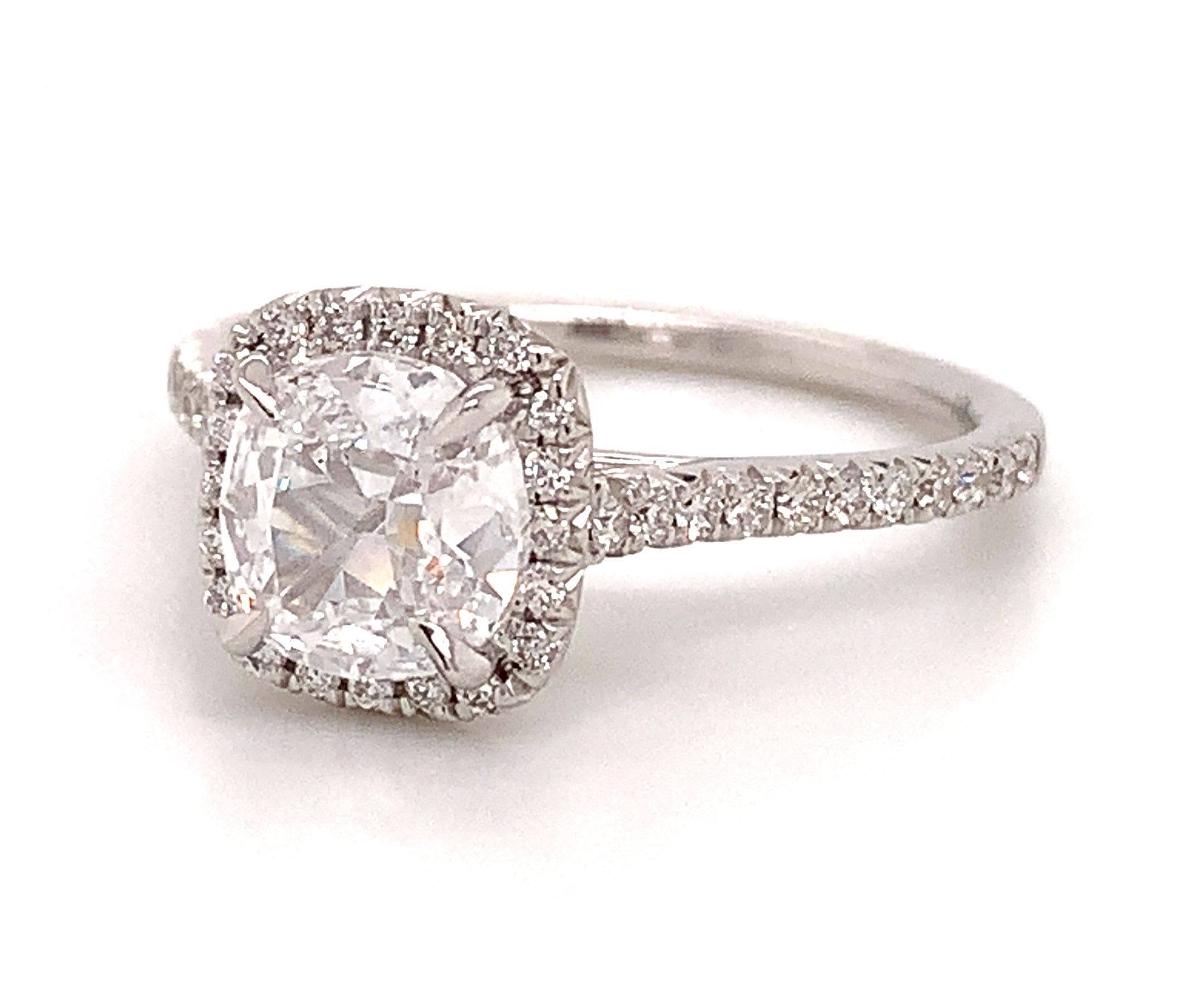 GIA Certified 1.64ct tw Henri Daussi Cushion with Halo Engagement Ring