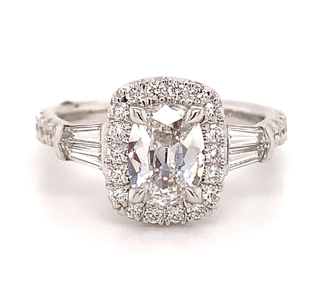 GIA Certified 1.01CT T.W. Henri Daussi Cushion Cut Halo Engagement Ring