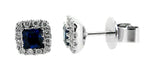Sapphire Princess cut with Diamond Push Back Earrings