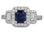 1.37ct tw Sapphire Emerald Cut Diamond Ring