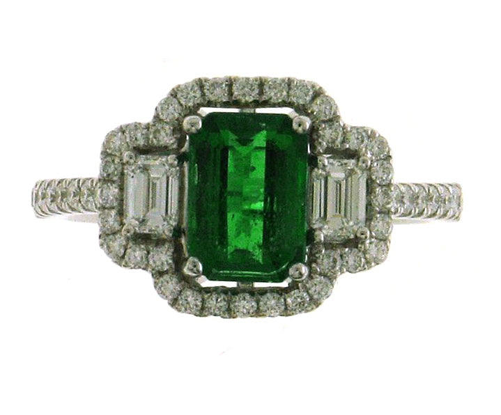 Shamrock Green Peridot Diamond Solid 14KG Cocktail Ring