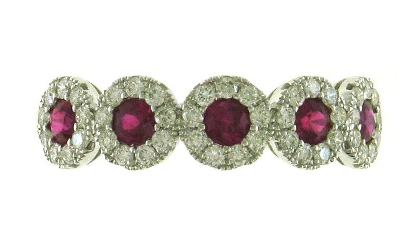 Color Stone Invisible Setting Jewelry Ladies 5 Stone Invisible Set Ruby & Diamond Ring – HANIKEN JEWELERS NEW ...