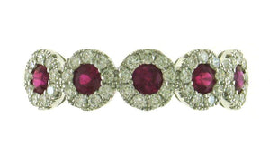 Ladies 5 Stone Invisible Set Ruby & Diamond Ring