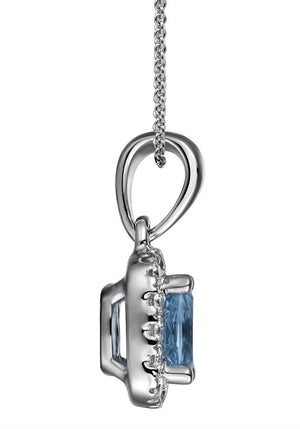 Ladies Diamond Aquamarine Pendant Necklace