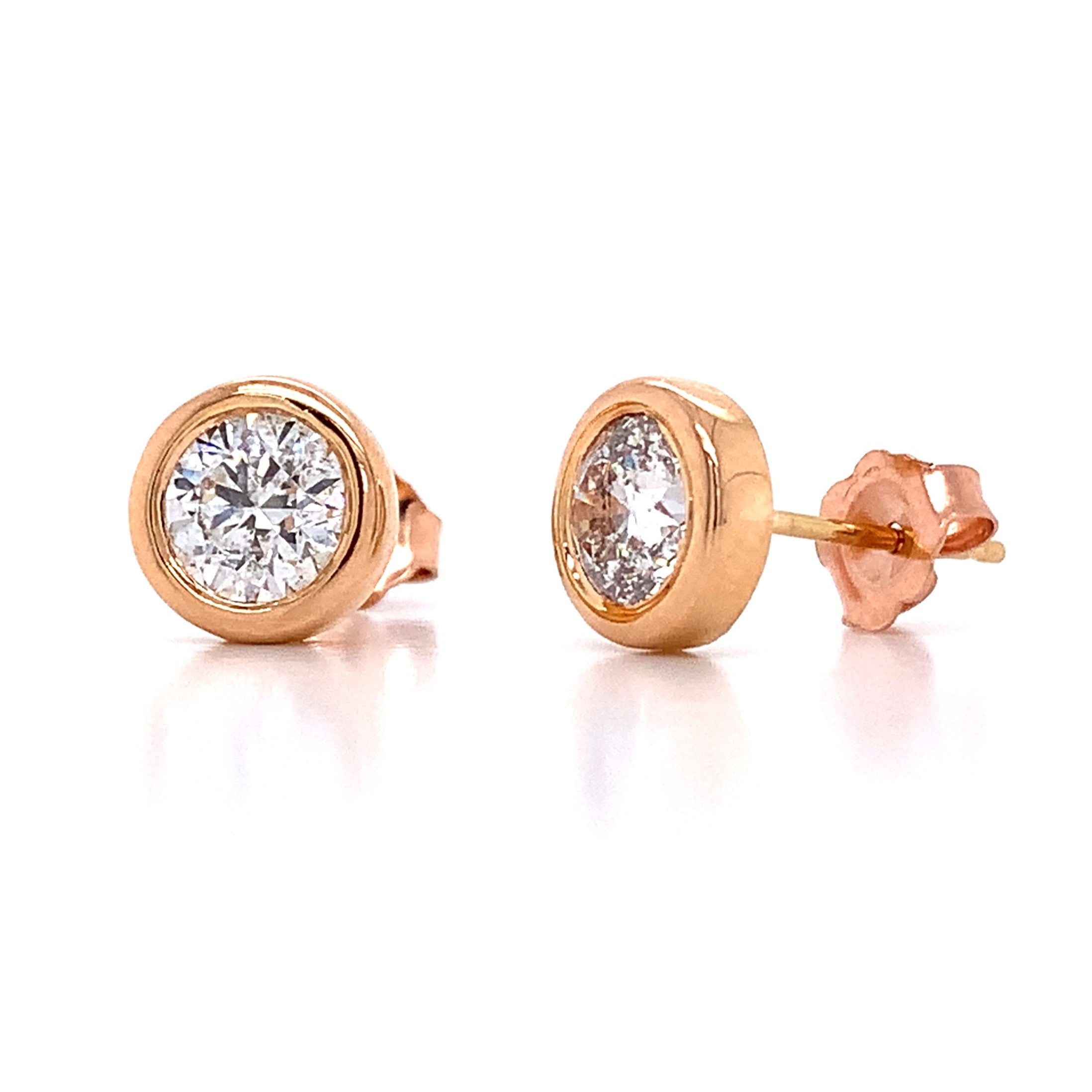 1.50ctw Round Diamond Bezel Set Stud Earrings