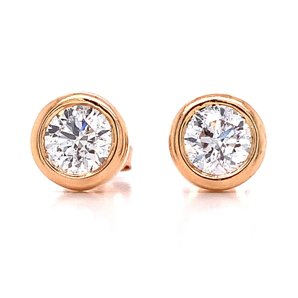 1.50ctw Round Diamond Bezel Set Stud Earrings