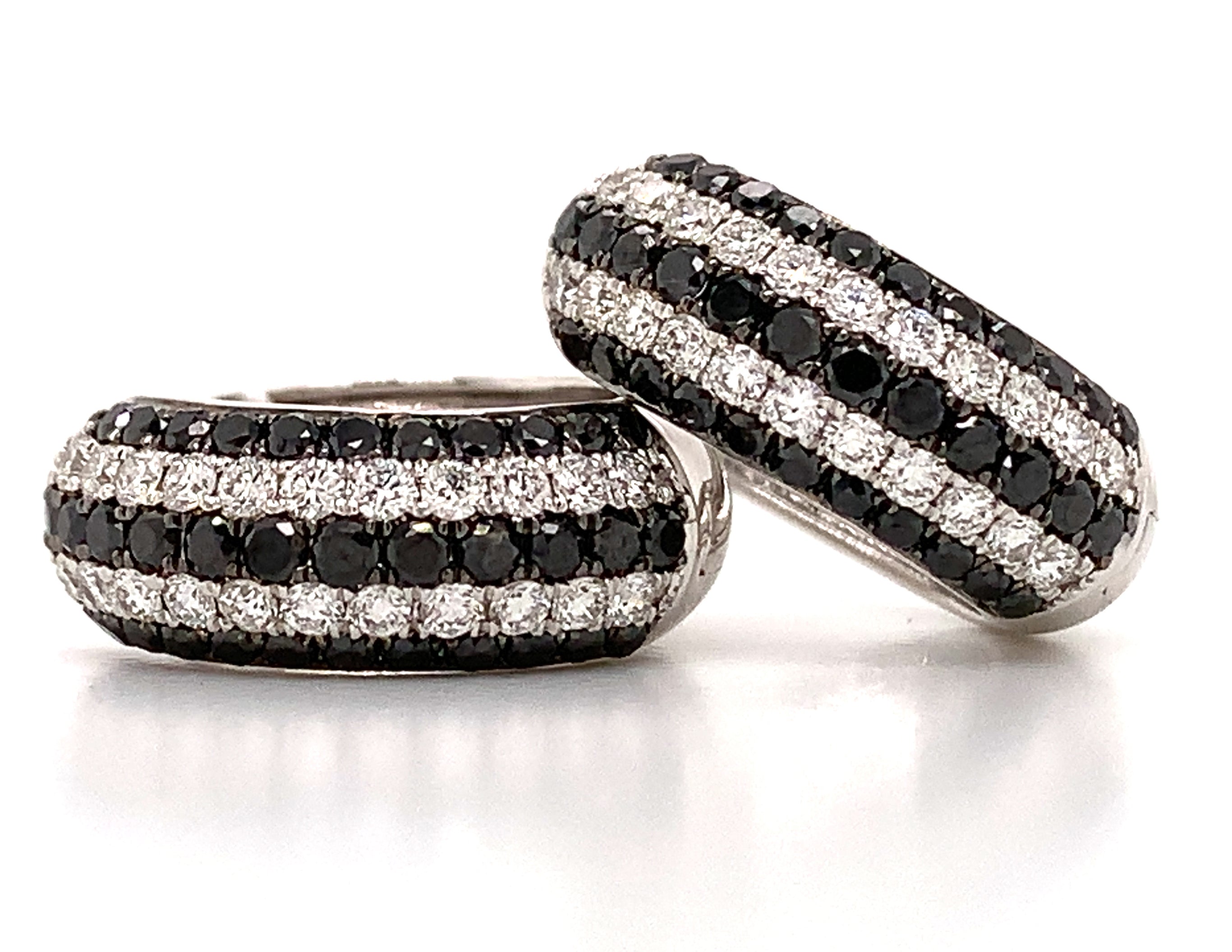 Five Row Pave Diamond White And Black Earrings 1.10ctw