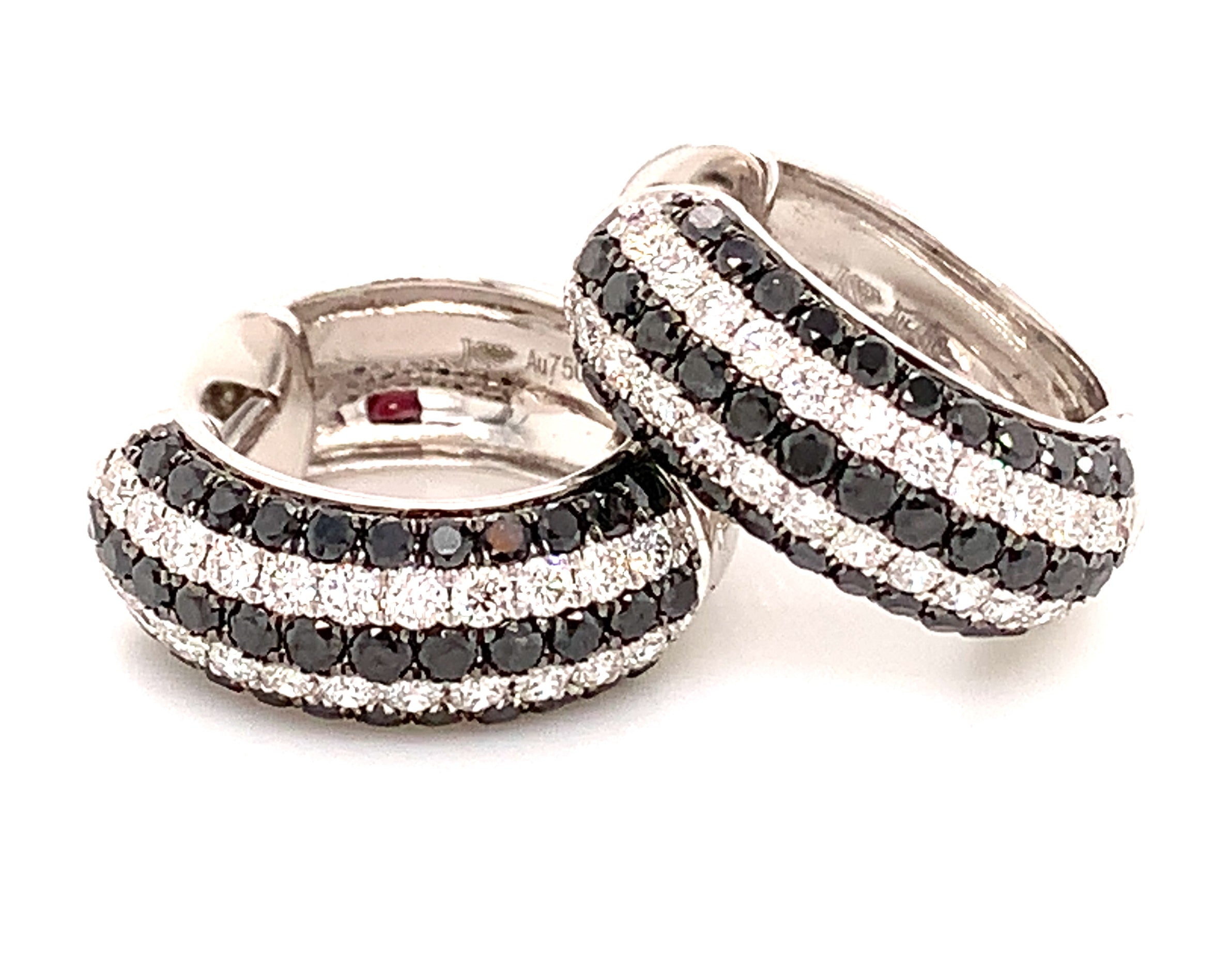 Five Row Pave Diamond White And Black Earrings 1.10ctw