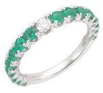 Green Emerald Center Diamond Ring