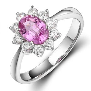 0.80ct tw Oval-cut Pink Sapphire & Diamond Ring