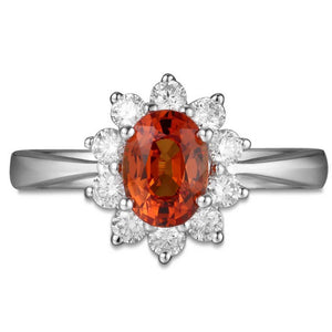 0.94ctw Orange Sapphire & Diamond Ring